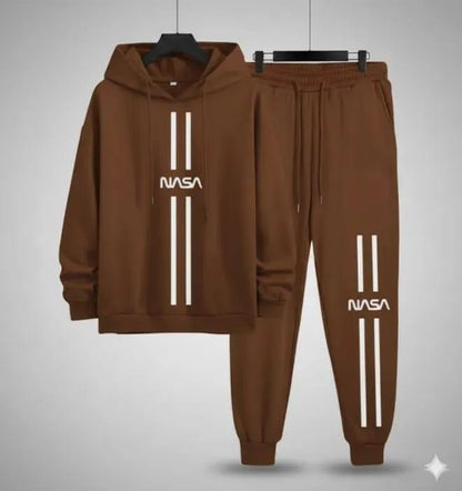 2 Pcs Men's Fleece Printed Hoodie Track Suit