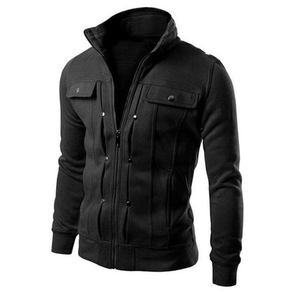 Men's Fleece Plain Jacket- Mexican Style- Black