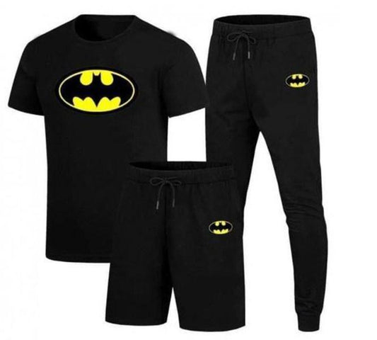 3Pcs Men's Printed Black Tracksuit (Batman)