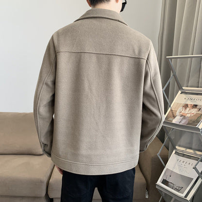 Men's jacket autumn and winter Korean style fashionable slim casual woolen men's short woolen thick all-matching coat men