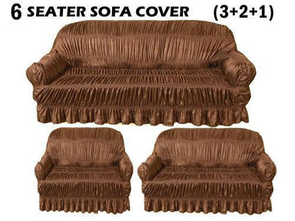 3 Pcs Jersey Self Textured Sofa Cover Set, 6 Seater