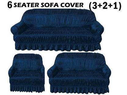 3 Pcs Jersey Self Textured Sofa Cover Set, 6 Seater