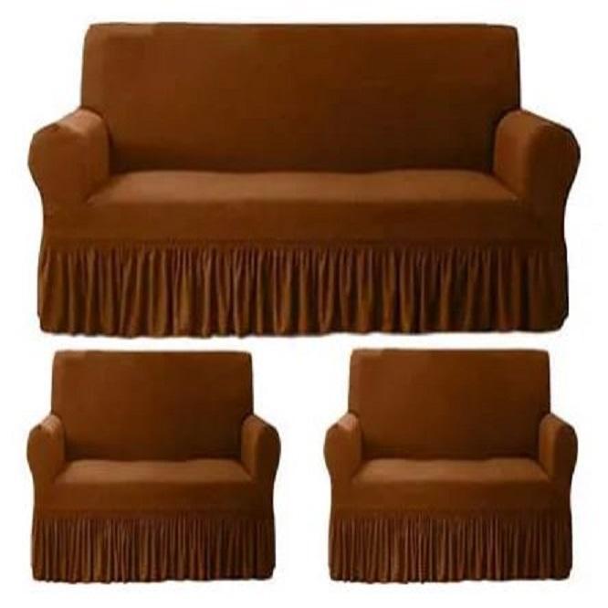 3 Pcs Jersey Self Textured Sofa Cover Set, 6 Seater