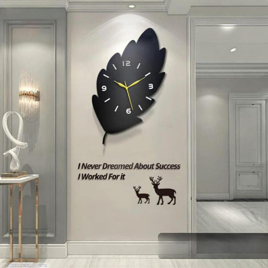 3D Leaf Wooden Wall Clock
