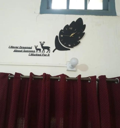 3D Leaf Wooden Wall Clock